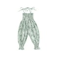 thumbnail image 1 of Seyurigaoka Baby Girls Summer Jumpsuit, Boho Floral Shoulder Straps Tie Ruched Long Romper, Toddler Girls Sling Long Pants One-Piece Jumpsuit, 1 of 8