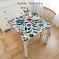 thumbnail image 2 of nygtbtfer Blue Red Floral Tablecloth, Fitted Table Cover with Elastic for Tables, Star Table Cloth Outdoor Indoor Dinning Party Tablecloths, 2 of 7