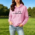 thumbnail image 2 of Sahpxhe Womens Hoodies Heart Beat Graphic Long Sleeve Pullover Casual Fleece Lined Loose Trendy Sweatshirt Pink L, 2 of 9