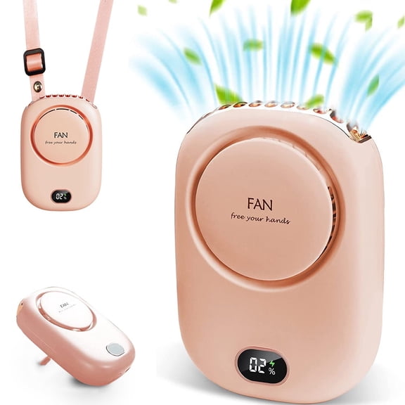 Portable Neck Fan, 3 Speeds, Mini Hanging Neck Fan with Adjustable Lanyard and Bracket, 10 Hrs(Pink)