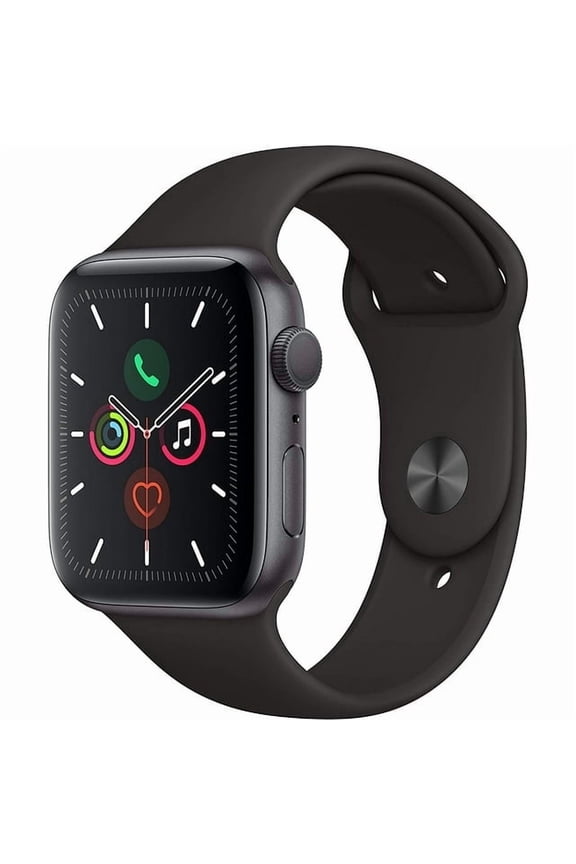 , MWVF2LL/A, Watch Series 5, Smart Watches, 44mm, GPS, Sport Band Aluminum Case, Space Gray, Black