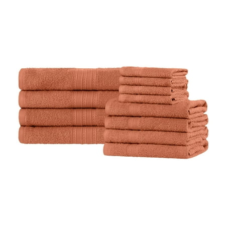 Superior Eco-Friendly Cotton Solid 12-Piece, Copper, Towel Set