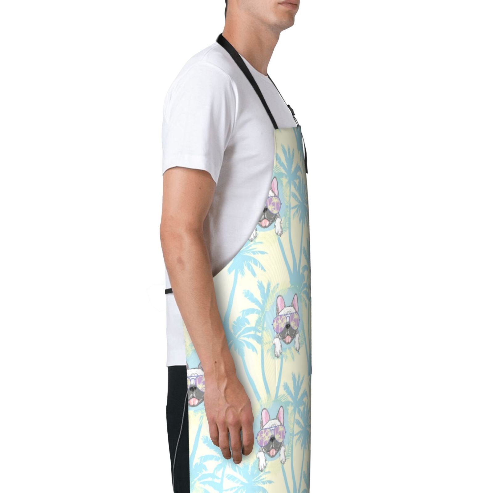 Vsdgher French Bulldog 3 Waterproof Apron with 2 Pockets Kitchen Chef Aprons Bibs for Grooming Cooking Baking Painting Gardening