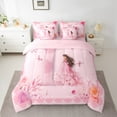 thumbnail image 2 of Castle Fairy Initial D 7pcs Bedding Comforter Set,Monogrammed Letter Queen Bedding Sets Super Cozy,Rose Butterfly Queen Sheet Sets,Luxury Dreamy Princess Bedroom Decor,Reversible, 2 of 8