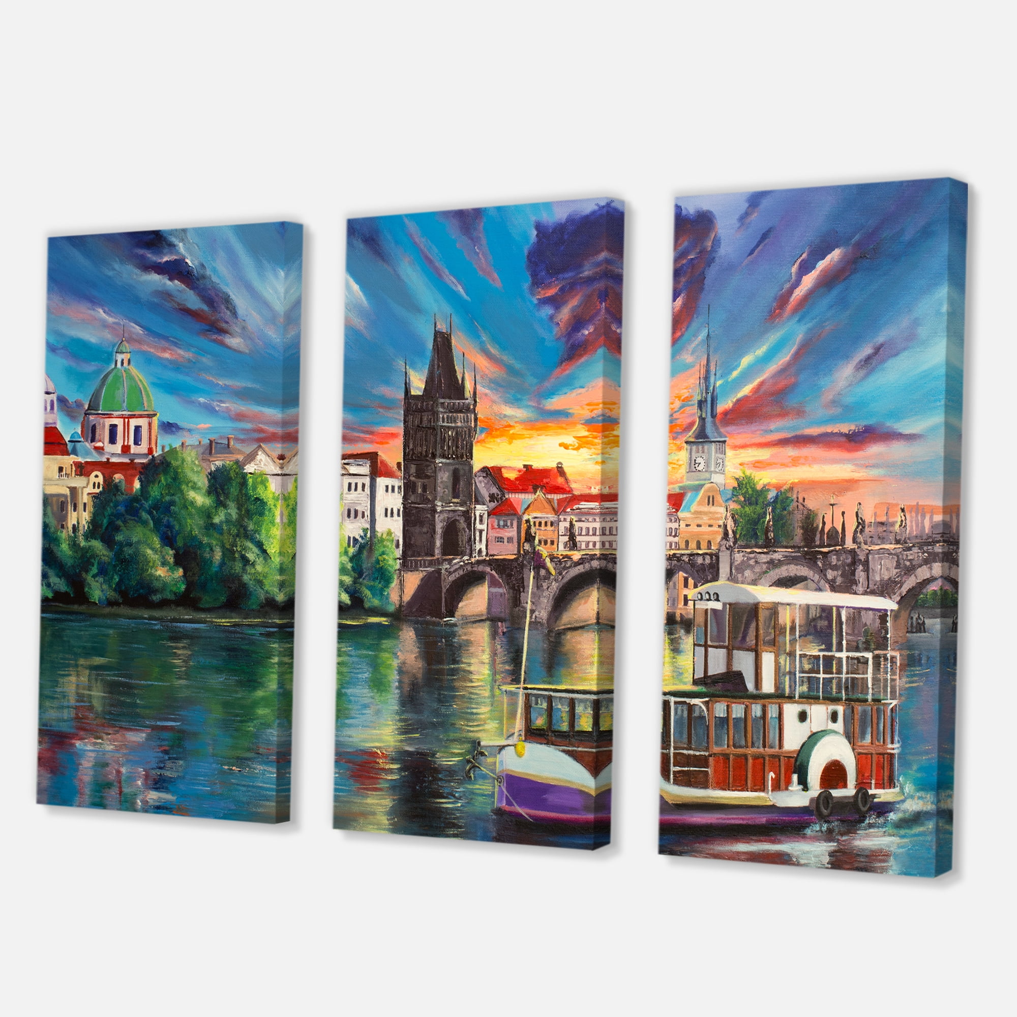Designart ' Sunset Over Cityview Of Prague ' Children's Art Canvas Wall Art Print
