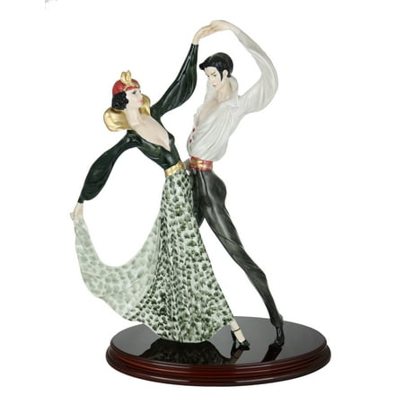 Santini Authentic Figurine Tango Dancers Man & Woman in Green Statue Oval Wooden Base Made in Italy, 21” x 16” Home Office (Best Argentine Tango Dancers In The World)