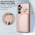 thumbnail image 4 of for Samsung Galaxy S21 Wallet Case with Card Holder Women Men, Flip PU Leather Kickstand Shockproof Protective Phone Cover Magnetic Clasp 360 Rotation Ring Stand for Samsung S21, Rosegold, 4 of 7