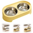 thumbnail image 1 of Bol pour Animaux Anti-Déversement, Mangeoire Double en Acier Inoxydable pour Chien, Conception Stable d'Alimentation avec Base en Caoutchouc, Bol Robuste pour Nourriture et Eau pour Animaux pour la Maison, Station d'Alimentation Propre à Finition Épurée, Cour et Jardin Intérieur Extérieur, 1 of 8