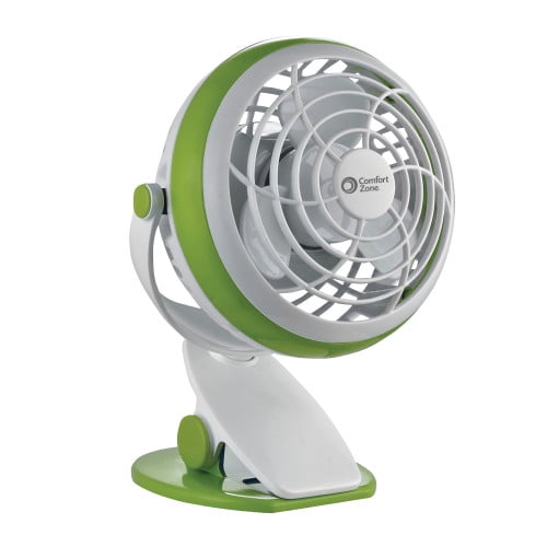 Comfort Zone 4' USB/Battery Clip Combo Fan, Green