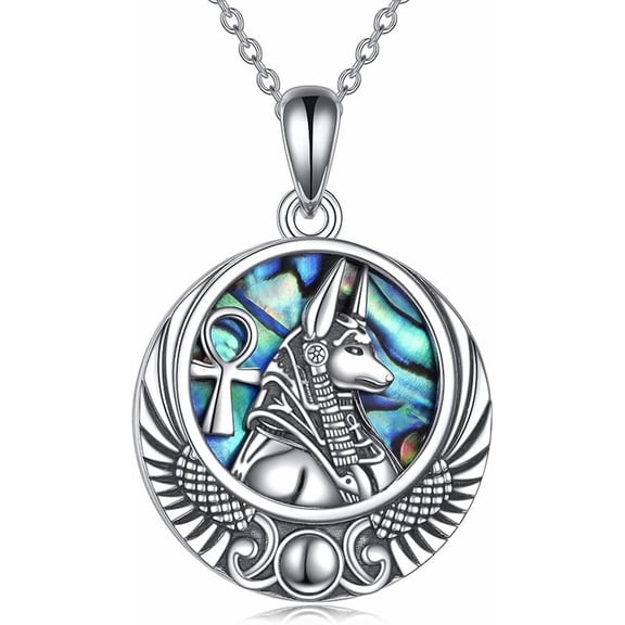Egyptian Necklace Sterling Silver Egypt God Pendant Abalone Shell Egypt Jewelry Gifts for Women Men