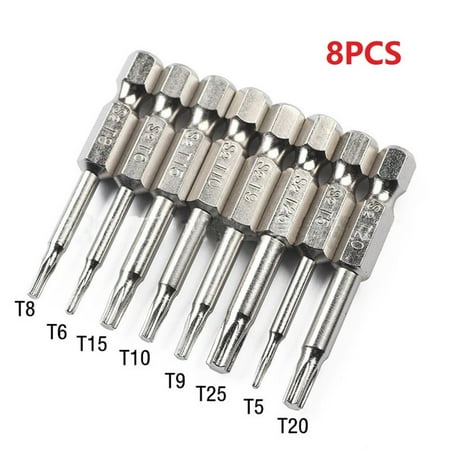 

GLFILL 8Pcs Magnetic Torx Screwdriver Bits Set 50Mm Long T5 T8 T9 T10 T15 T20 T25
