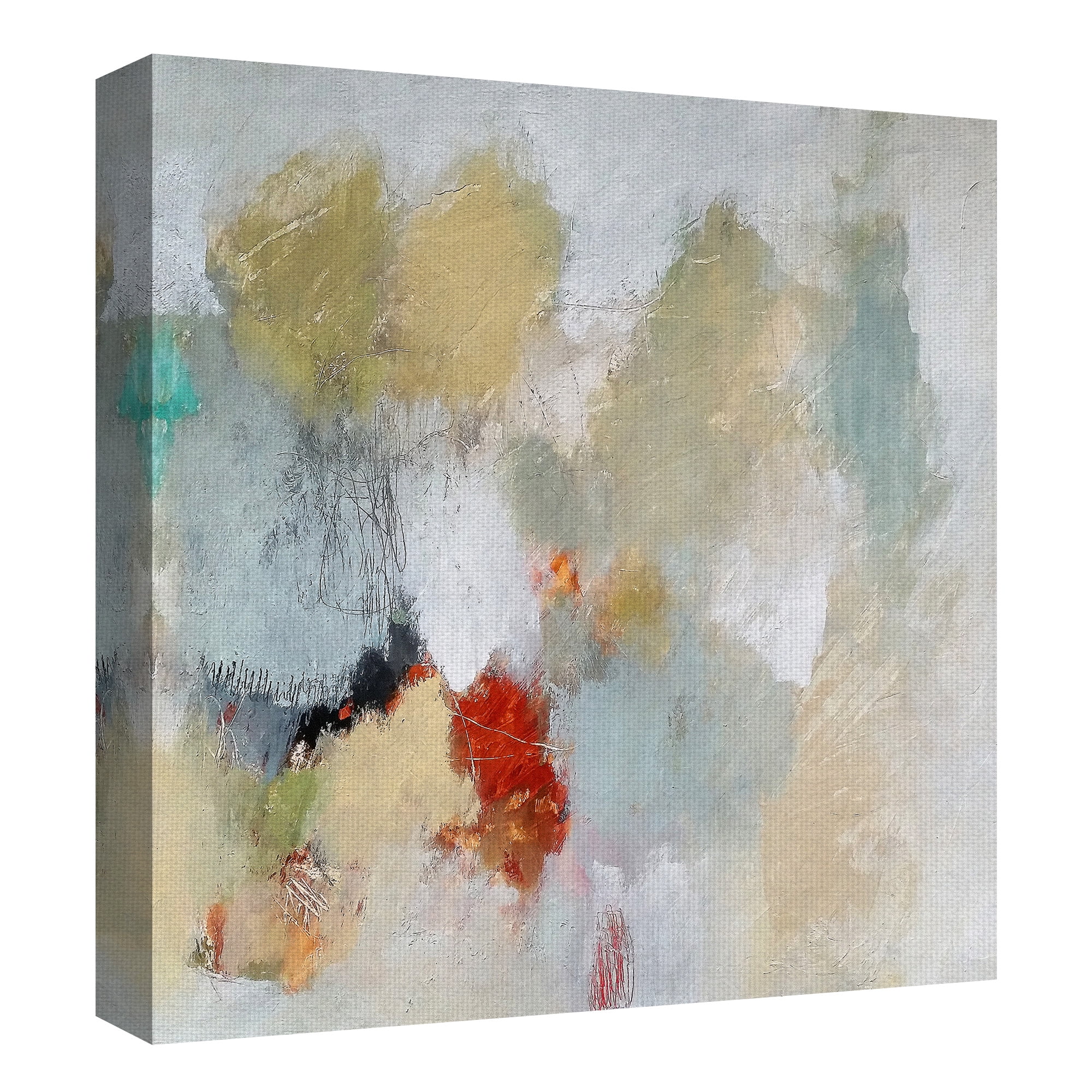 Masterpiece Art Gallery In Sleep Grey and Yellow Abstract by Nicole Hoeft Canvas Art Print 35" x 35"
