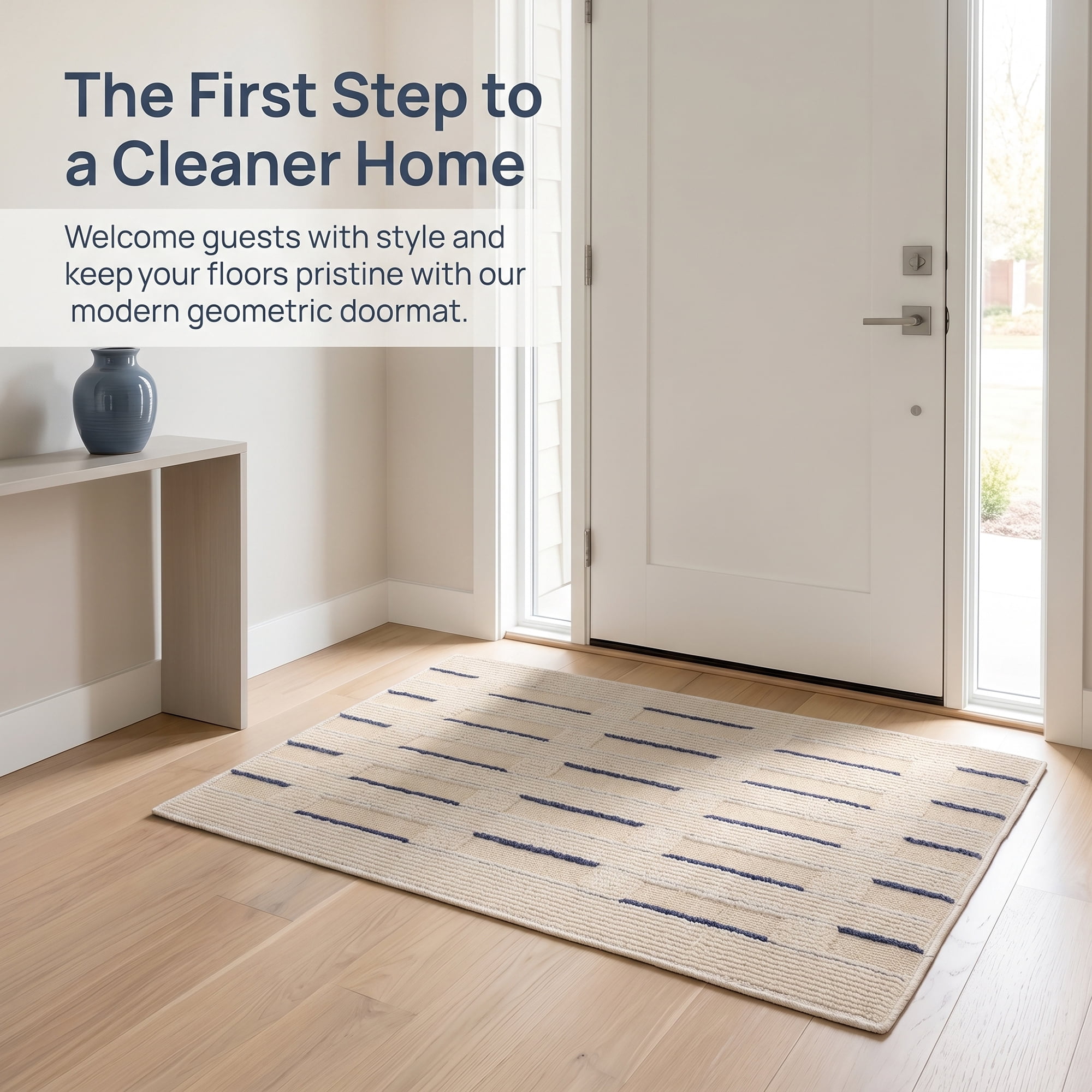 Unique Bargains Geometric Door Mat Indoor Outdoor Waterproof Welcome Mat Khaki 32" x 20"