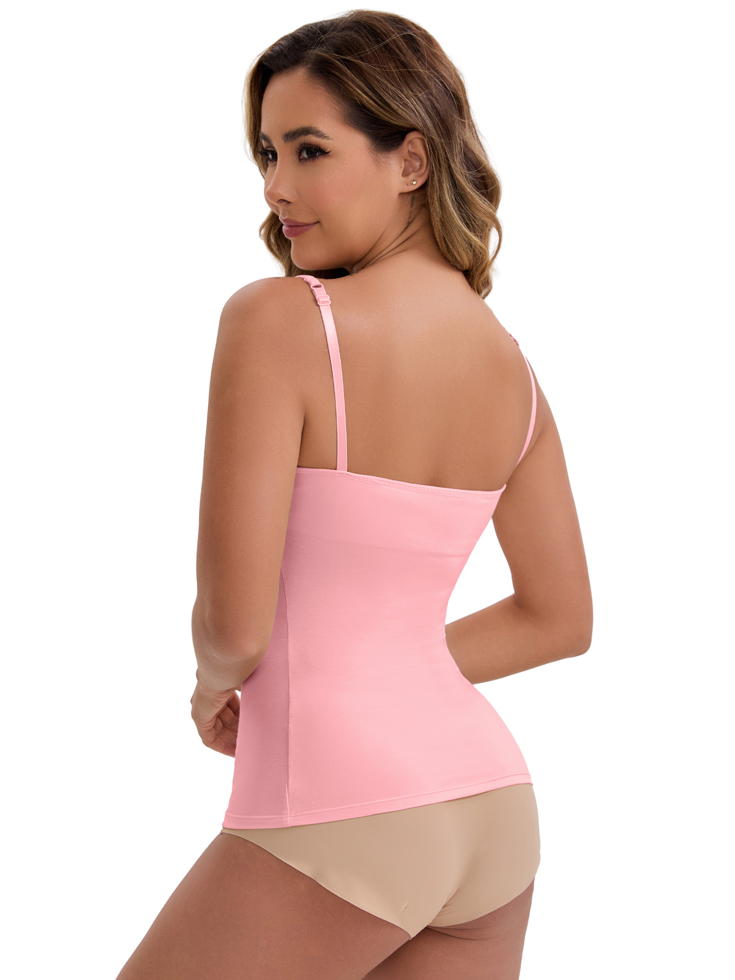 DARING DIVA Women's Padded Tank Top Round Neck Casual Camisole 3XL 1 Black 1 Apricot 1 Pink