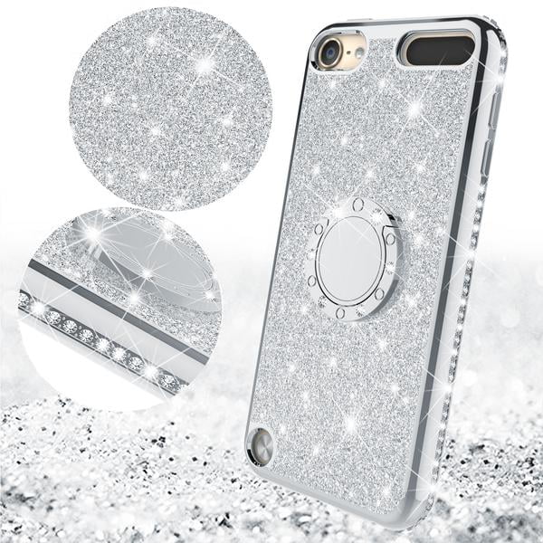 Coverlab Apple Iphone 7 Plus Case, Glitter Cute Phone Case Girls With Kickstand, Bling Diamond Rhinestone Bumper Ring Stand Sparkly Luxury Clear Thin
