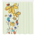 thumbnail image 2 of Ambesonne Spring Shower Curtain, Flowers Oval Ladybugs Print, 69"Wx70"L, Khaki Salmon, 2 of 4