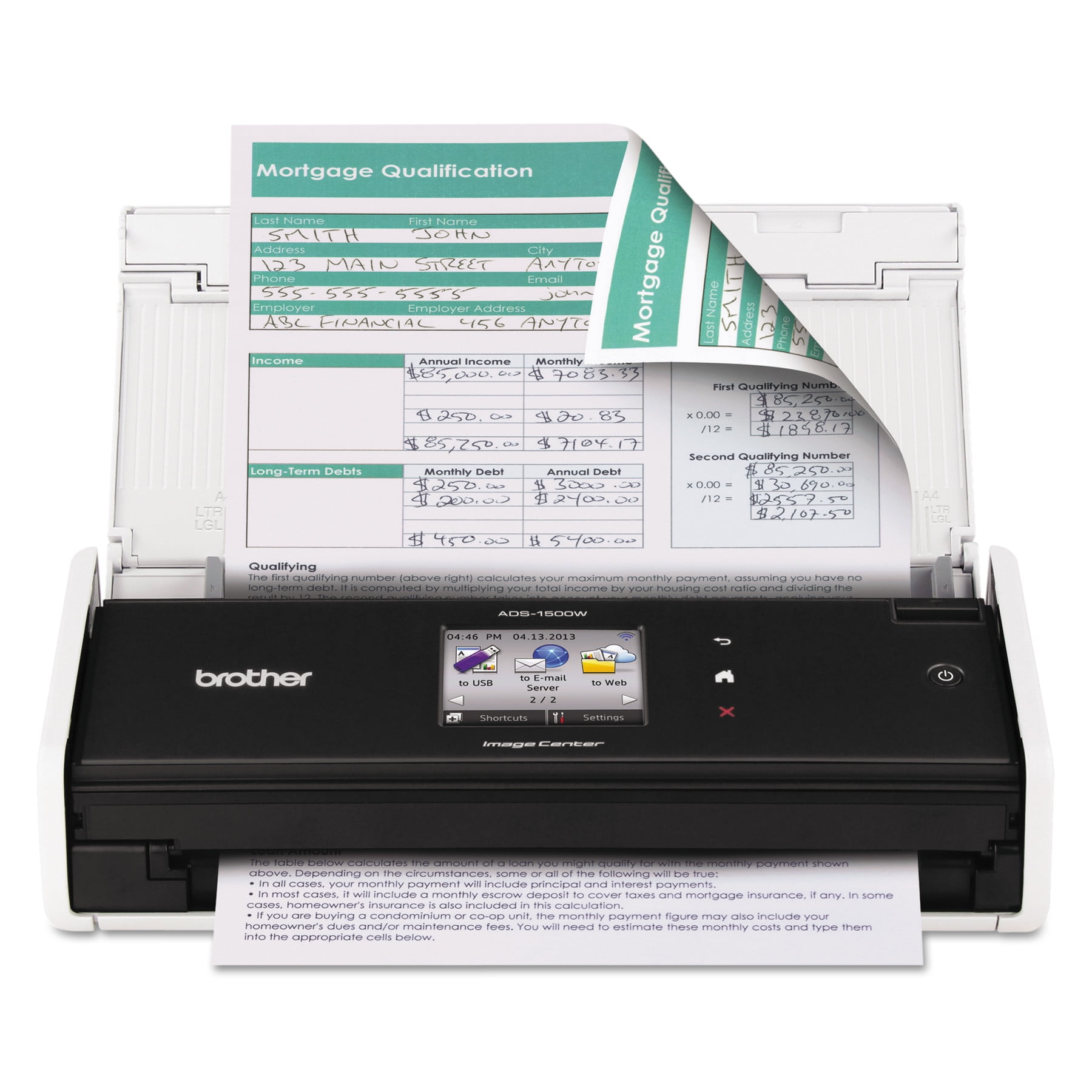 Brother ADS1500W Compact Color Desktop Scanner with Duplex and