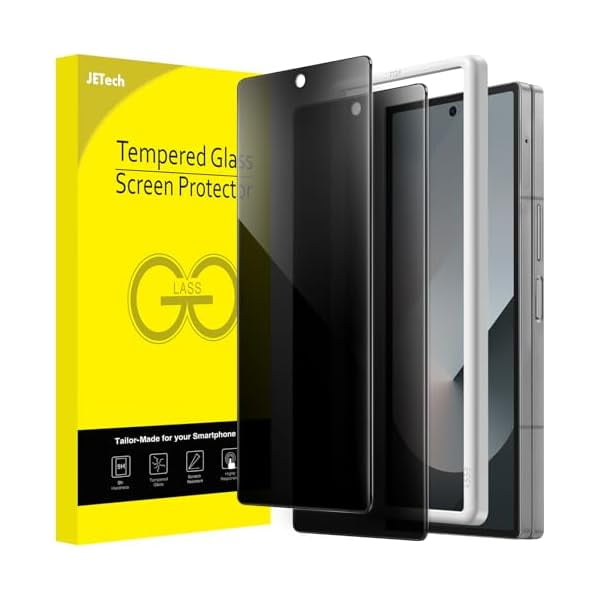 xixishop Front Privacy Screen Protector for Samsung Galaxy Z Fold 6, Anti-Spy Tempered Glass Film with Easy Installation Tool, Case-Friendly, 2-Pack