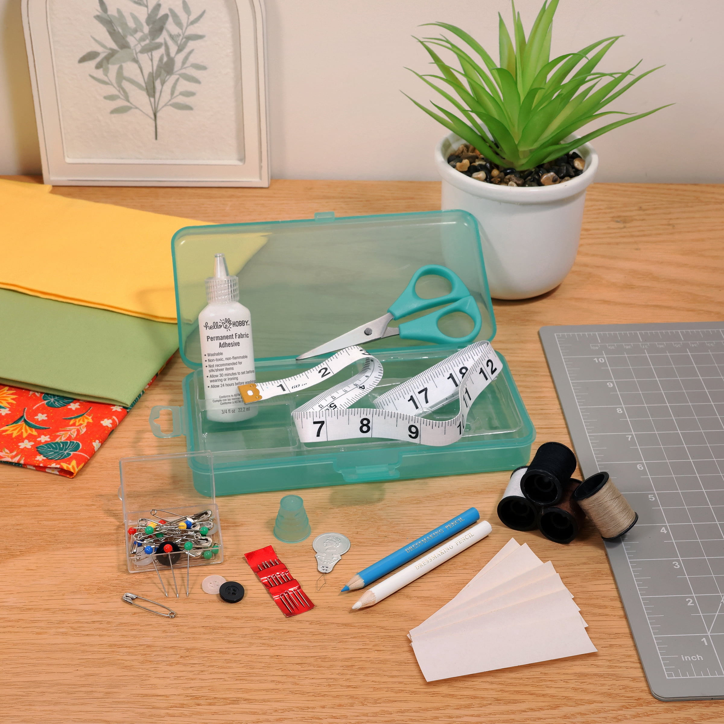 Hello Hobby Sew Kit Essentials with Storage Case, 64 Pieces, Teal
