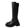 thumbnail image 2 of Bkhluea Knee High Platform Boots For Women Smooth Wrinkle Resistant Faux Leather Round Toe Multi Layer Lug Sole Slip On Tall Boot Footwear, 2 of 9