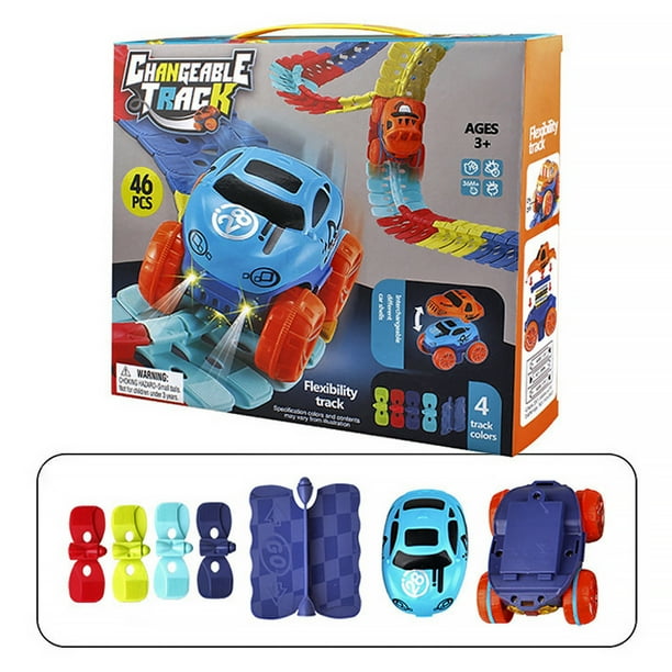 Niños Racing Coche Daycare Juguete DIY Flexible Truck Camión Estilo de dibujos animados Interior Brain Training TourThing Battery Powered 46 PCS / Set Eigraketly FN001490-01