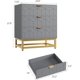 thumbnail image 5 of Gris moderno 3-cajón cómoda de anchura chest con gold metal legs y handles wood almacenamiento organizer para dormitorio sala de estar hallway, 5 of 7