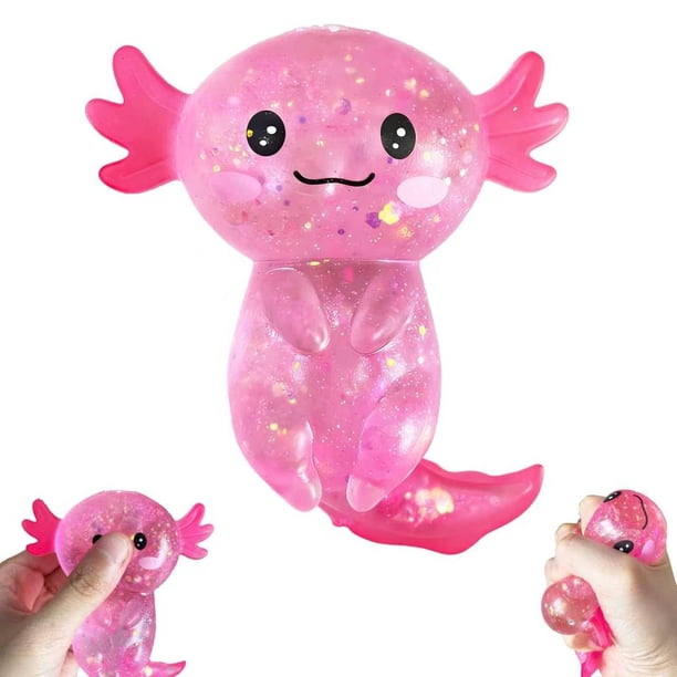 Pelota antiestrés Squishies de ajolote EQOA, juguete fidget rosa