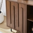 thumbnail image 6 of TV Stand for 65" 60" TVs, Mid-Century Modern TV Stands for Living Room, Fluted Entertainment Center with Storage Cabinet & Open Shelf, Wood TV Console Media Cabinet, Walnut, 6 of 8