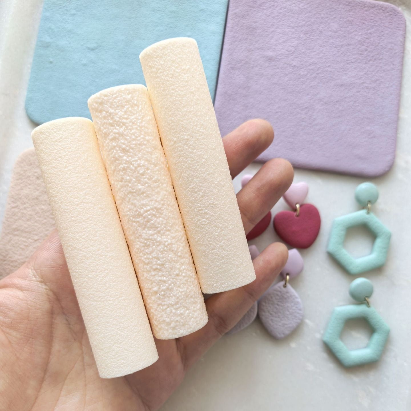 1 high-precision flocked textured soft clay roller DIY earring making tool