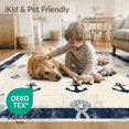 thumbnail image 4 of ODIKA 8'x10' Washable Area Rug Non-Slip Chair-Friendly Mat Beachy Ocean Nautical Vintage Border Compass Motif Themed Bathroom for Dining Room, Large Office, Lounge, 4 of 7