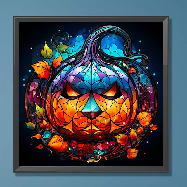 Cuadros Decorativos Pintura de diamante 5D DIY Taladro redondo completo Calabaza impar Vitral Decoración para el hogar Wdftyju embutido en tela