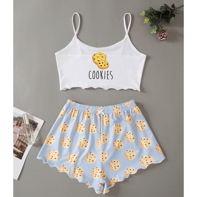Hot Women's Sleepwear Cute Cartoon Print Short Set Pajamas for Women Pajama Set Sweet Short Sleeve V-Neck & Shorts Summer Pijama