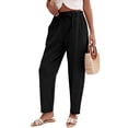 thumbnail image 1 of Pantalones de con Cordón Ajustable para Mujer, Pantalones de Playa de Verano con Cintura Elástica. Negro S, 1 of 10