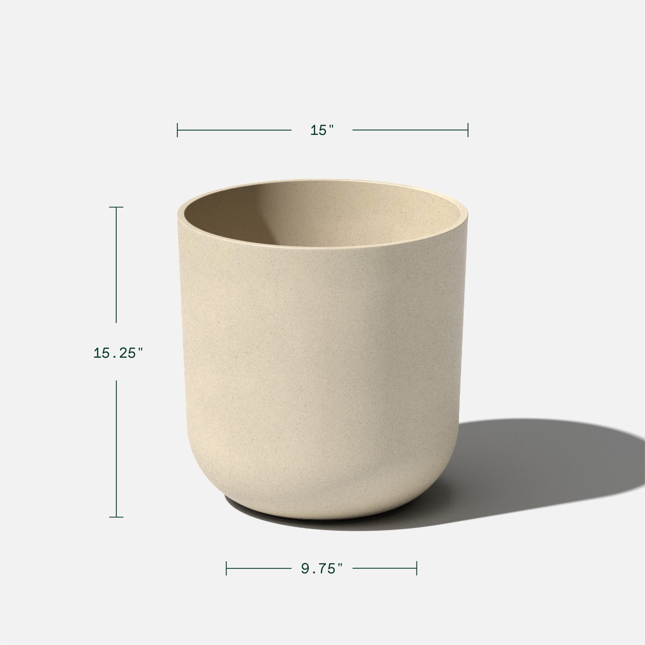 Veradek Mason Series Kona 15" Plastic-Stone Planter - Sand