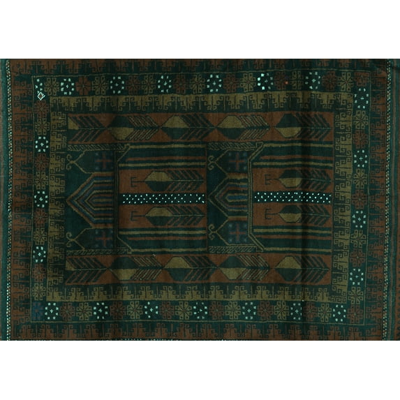 Ahgly Company Machine Washable Indoor Rectangle Persian Turquoise Blue Traditional Area Rugs, 7' x 10'