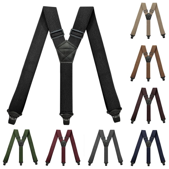 SGFCWSX Men's Y-Back Suspenders, Adjustable 4-Clip Elastic Casual Formal Black