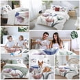 thumbnail image 5 of Simple Floral Bedding Duvet Cover Set Queen Size 4 Pieces Blue Green Purple Flower Leaves Pattern Bedding Set with Zipper Closure, 1 Comforter Cover 90x92 Inches 1 Flat Sheet & 2 Pillow Cases, 5 of 7