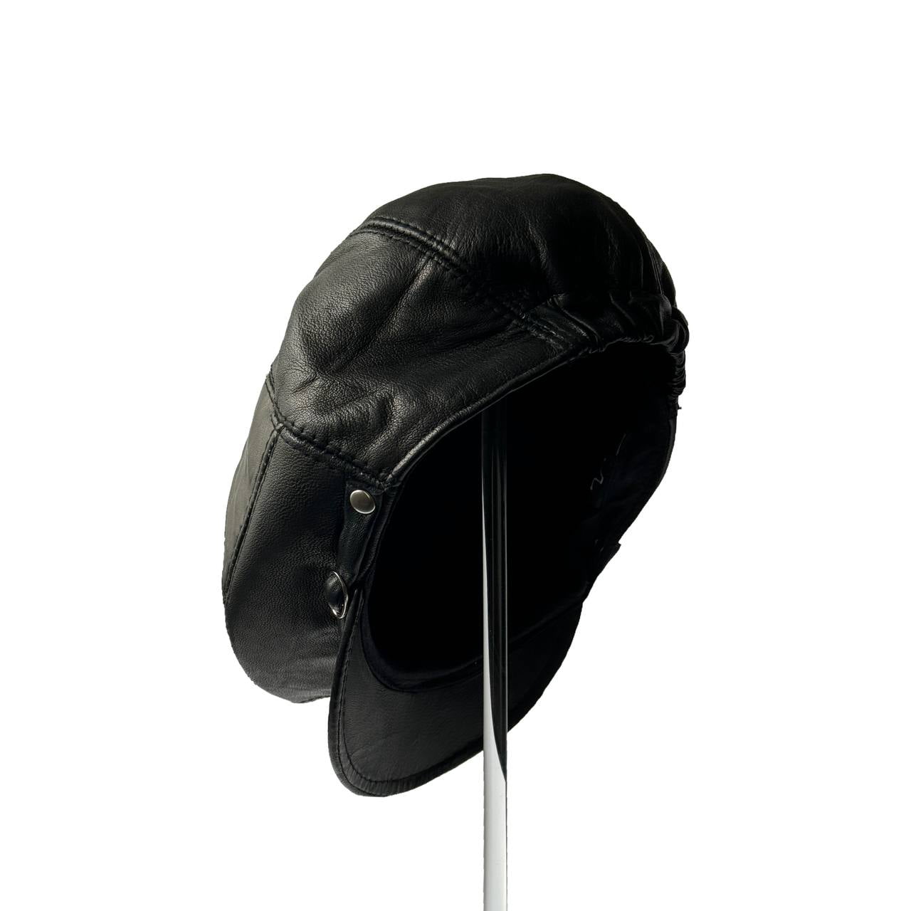 Lukkizara Leather Ivy Cap Men,s Newsboy Hat Cabbie Beret Real Leather Hat Vitage Style (US, Alpha, Large, Black)