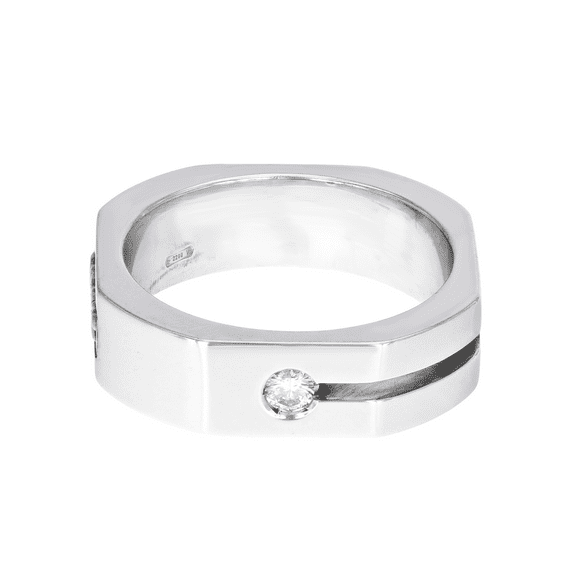 Baraka Round Cut Diamond Wedding Band Unisex Ring 18K White Gold 0.10Cttw SZ 6.5