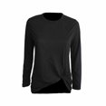 thumbnail image 2 of GaThRRgYP Tops for Women Trendy,Womens Summer Tunics Tops Short Sleeve,Women's Spring Fall Patchwork Printed Long Sleeves Round Neck Casual Kink T-Shirt Tops Black S, 2 of 8