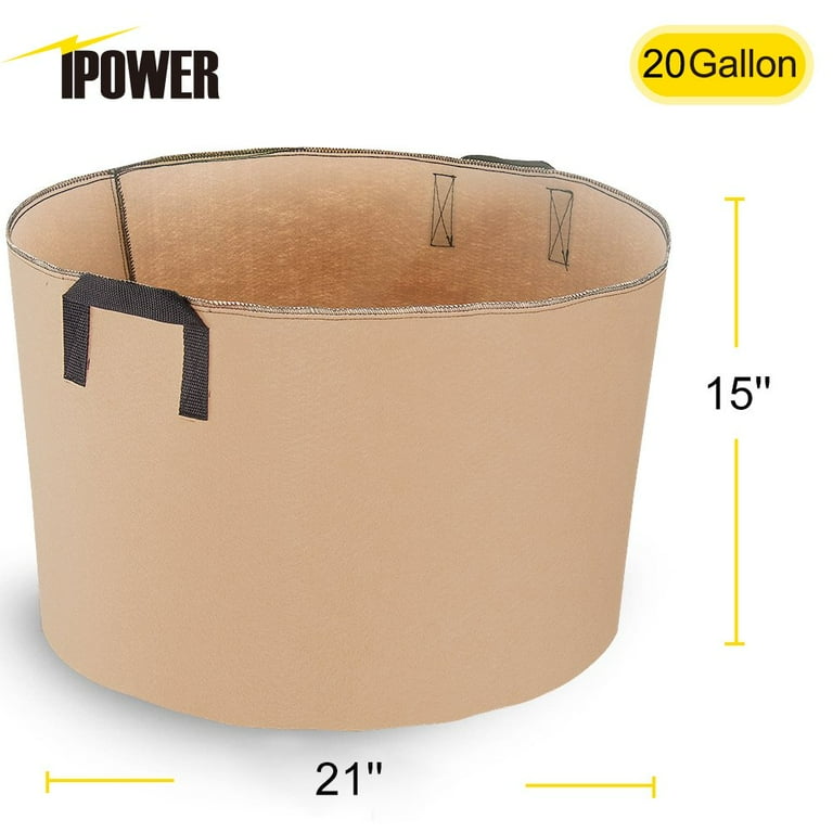iPower 20-Gallon 10-Pack Grow Bags Fabric Aeration Pots Container with  Strap Handles for Nursery Garden and Planting(Tan) 