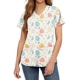 thumbnail image 2 of Fabrcox Easter Scrubs Top for Women Bunny Cute Graphic Women Workwear with Pocket Short Sleeve V Neck Stretch Nursing Uniforms for Women Stretch S-5XL, 2 of 4