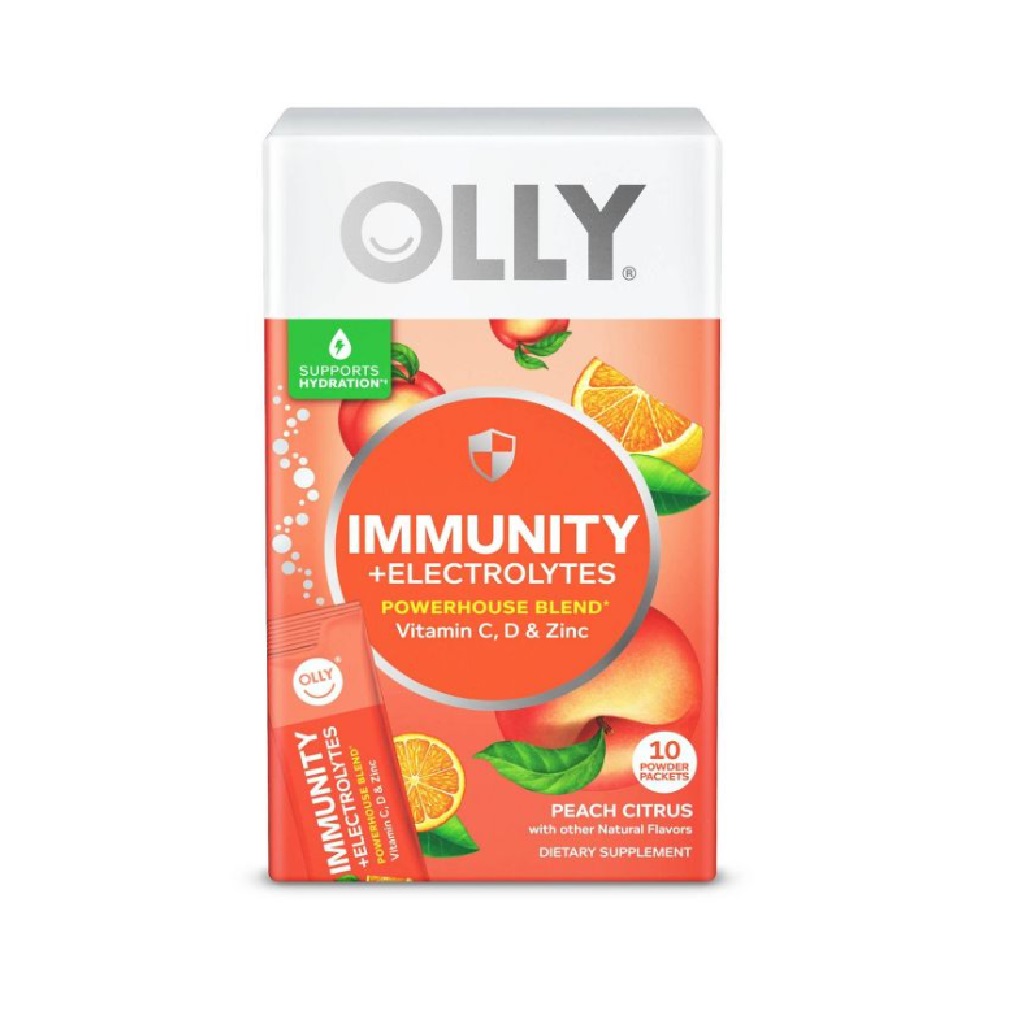OLLY Immunity + Electrolytes, Powerhouse Blend, Peach Citrus Flavor, 10