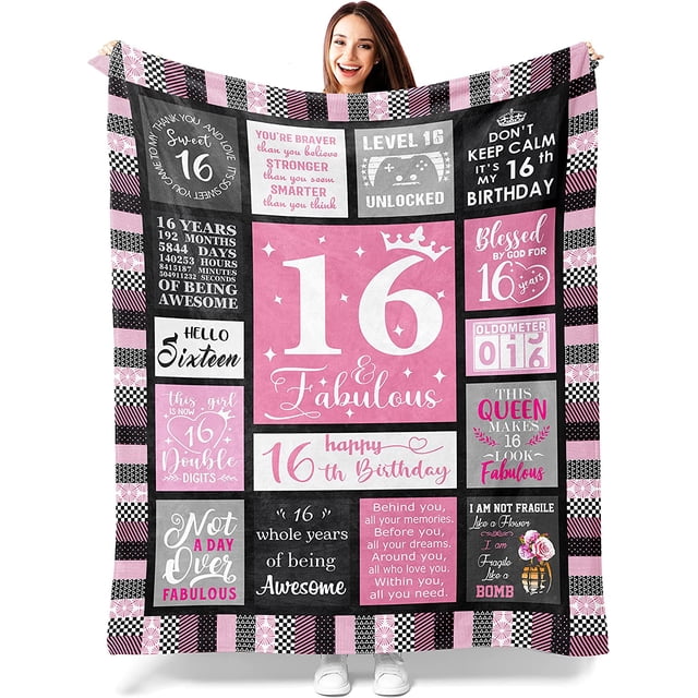 LHSHID Sweet 16 Gifts for Girls 16 Year Old Girl Gifts for Birthday 16th Birthday Gifts for Girl Sweet Sixteen Gifts for Girls 16th Birthday Decorations Blanket 30"x40"