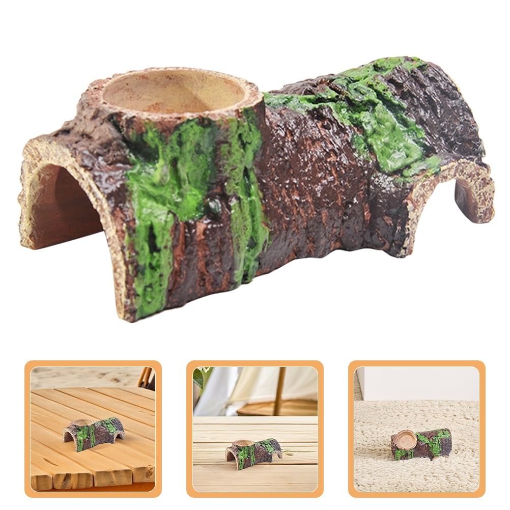 OFFIGAM Reptile Hideout Cave with Basking Platform and Water Dish, Lightweight Terrarium Accessory for Home Decor