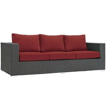 Lounge Sofa, Red, Wicker Rattan, Outdoor Patio Balcony Cafe Bistro Garden Hospitality Restaurant, Modern Contemporary, HB36968