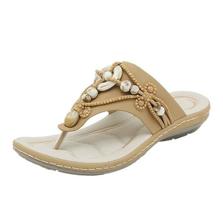 

Pedort Women s Platform Sandals Shoes Women s Braided Slide Sandals Open Toe Two Strap Slip Casual Summer Shoes Khaki 41