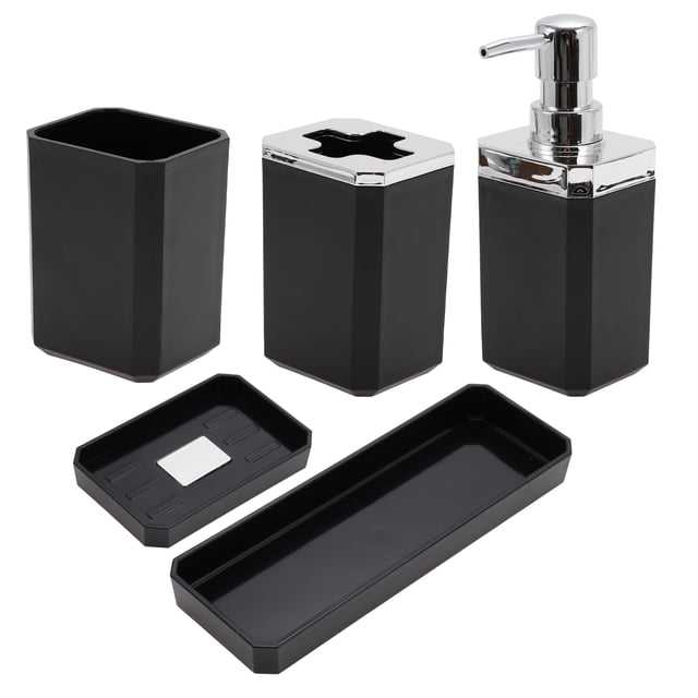 Conjunto de dispensador de jabón de moda Unique Bargains 1 Set para baño y lavandería negro