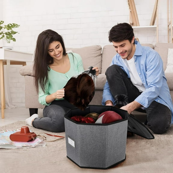 Foldable Wig Travel Case with Storage Organizer for Men & Women, Multi-Use Cosmetic Cabinet