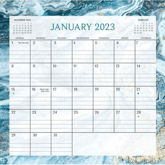 2023 -12 Month Calendar-Marble border- 12x12 Spiral bound-by Pen+Gear